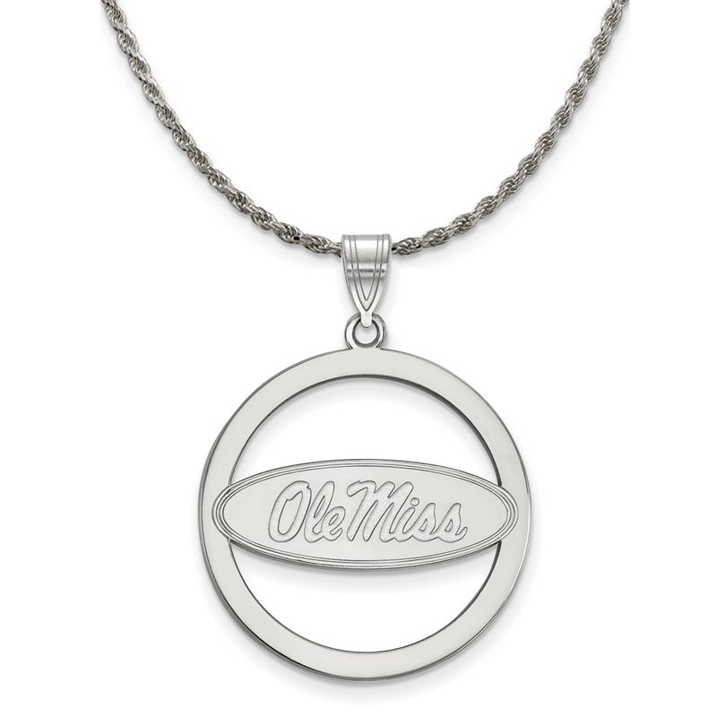 Sterling Silver U. Of Mississippi Large Circle Necklace - 22 Inch